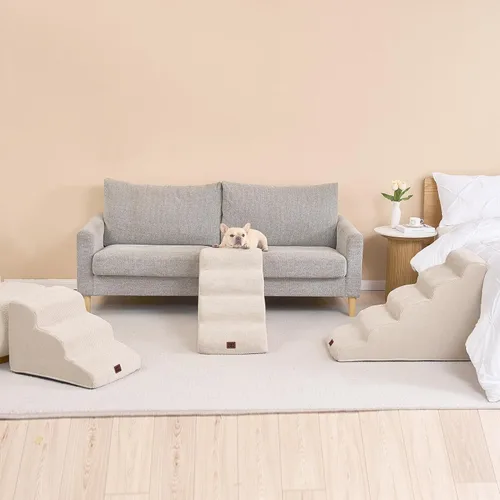 Miniatura 8 de EHEYCIGA Escalones de perro curvos para camas altas de 57.9 cm de alto, 5 escalones para perros pequeños y gatos, escaleras para mascotas para subir