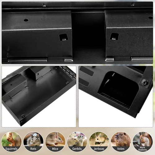 Miniatura 4 de Qualirey Paquete de 2 trampas para ratones con tapa transparente, humanizada, para interiores y exteriores, control de ratas, mascotas y seguridad