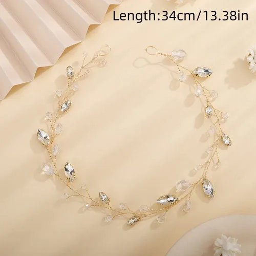 Miniatura 5 de Teyglen Diadema larga de diamantes de imitación para novias, tocados vintage para mujeres, fiestas, bailes, cumpleaños (negro)