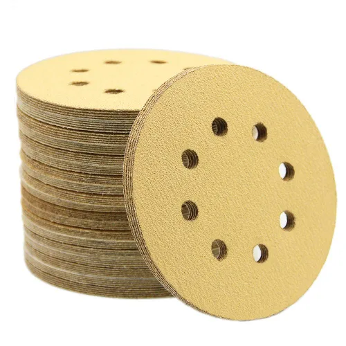 Miniatura 14 de Discos de lija de 5 pulgadas con 8 agujeros de gancho y bucle, discos de lija orbital, juego de papel de lija redondo de 100 piezas, incluye granos