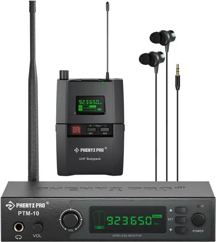 Phenyx Pro UHF Stereo Wireless in Ear Monitor System, IEM inalámbrico, frecuencia seleccionable de banda de 900 MHz, montaje en rack, funcionamiento