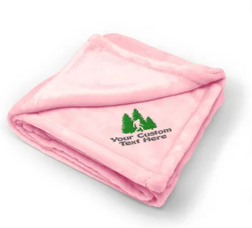 Miniatura 7 de Fastasticdeals Mantas de bebé bordadas personalizadas para niños y niñas Woods Bigfoot A Solo diseño rosa