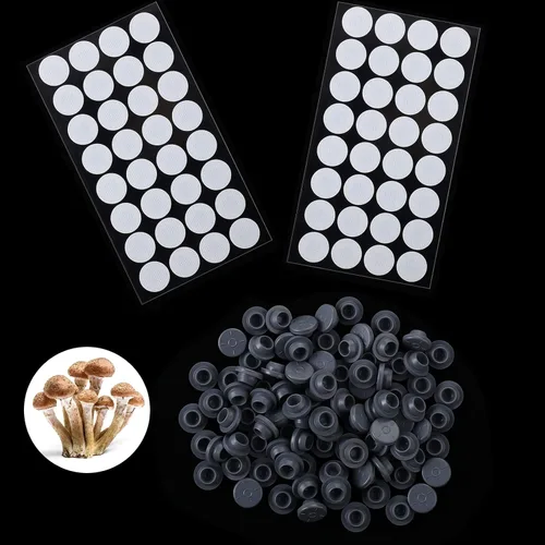 Zonon 64 calcomanías de papel de filtro sintético de 0.3 Um disco de filtro de hongos y 100 piezas de resistencia a la presión frasco de goma