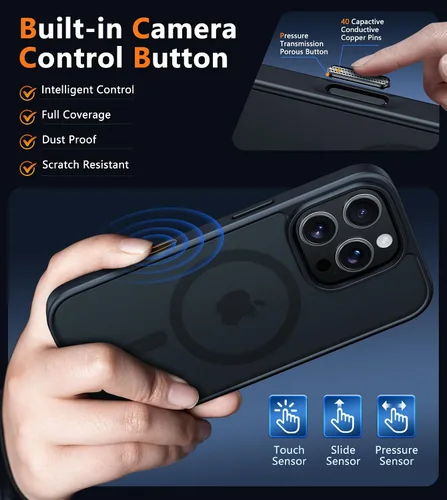 Miniatura 3 de FNTCASE - Funda para iPhone 16 Pro: magnética, mate, translúcida, de grado militar, protectora contra caídas, resistente, fina, duradera y a prueba