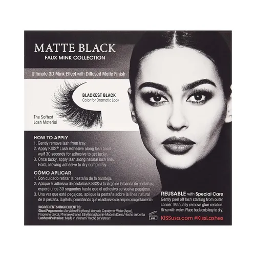 Miniatura 4 de Kiss Lash Couture - Pestañas postizas de imitación de visón negro mate, 0.551 pulgadas, volumen 3D, acabado suave y mate, efecto felpa, fácil
