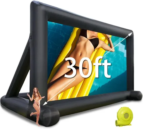 Miniatura 7 de Pantalla de cine inflable de 20 pies, pantalla de proyección delantera y trasera, sin costuras, ideal para noches de cine, fiestas en la piscina