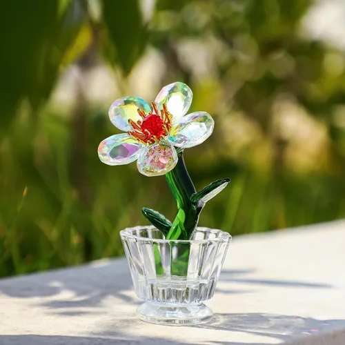 Miniatura 10 de Figuras de ramo de rosas coloridas de cristal, color rojo, rosa, morado, flores, regalo para mujeres, bodas, fiestas, figuras coleccionables