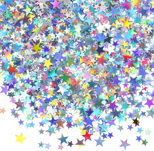 Hestya Confeti de 60 g de estrella con purpurina, confeti de mesa de papel metálico para Navidad, fiesta, boda, festival, decoraciones (plateado