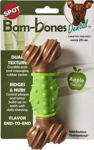 Miniatura 9 de SPOT Bam-Bones - Hueso dental – Hecho con fibra de bambú y un centro de goma masajeadora, masticable duradero para perros masticadores ligeros
