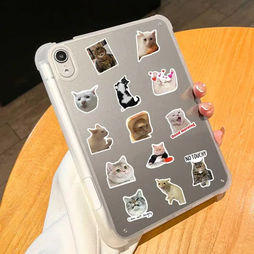 Miniatura 3 de 100 calcomanías divertidas de meme de gato para adultos, lindas calcomanías de vinilo impermeables para botellas de agua de laptop, álbumes de 100