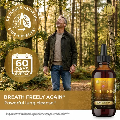 Miniatura 5 de Extracto de hoja de gordolobo para limpieza pulmonar, gotas de gordolobo para la salud pulmonar, fabricado en Estados Unidos, suplemento de apoyo