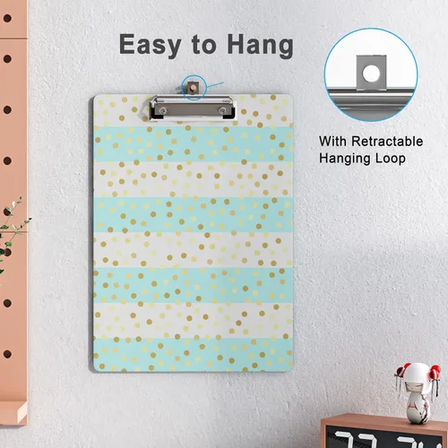 Miniatura 5 de Bonito portapapeles de madera con diseño decorativo A4 tamaño carta para oficina, tamaño estándar 9 x 12.5 pulgadas con clip de metal de perfil