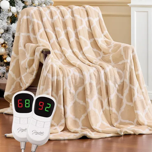 Miniatura 21 de Homemate - Manta eléctrica térmica de franela suave - 50"x60" con 10 niveles de calor rápido, 8 horas de apagado automático, protección contra