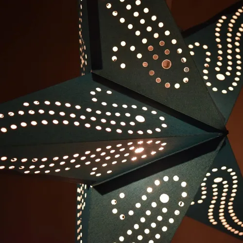 Miniatura 4 de Linterna de papel en forma de estrella azul verdoso del Caribe con cable de alimentación de 12 pies incluido