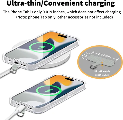 Miniatura 3 de TACOMEGE Phone Tether Tab for iPhone, Cell Phone Lanyard Patch, Phone Strap Replacement Part for All Full Phone Cases Gris claro