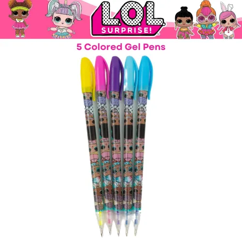 Miniatura 6 de Innovative Designs Set de estuches para lápices LOL Surprise Dolls con pegatinas LOL y bolígrafos de gel para niñas, moldeado con cierre de L.O.L