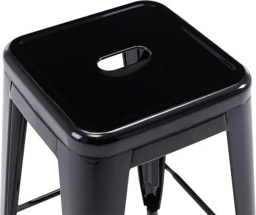 Miniatura 7 de Vogue Furniture Direct 24" Taburetes de bar de metal sin respaldo negros para interiores/exteriores, altura para encimera con asiento cuadrado