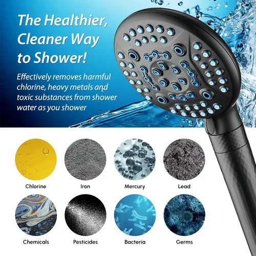 Miniatura 6 de AquaCare High Pressure 6-way Dual Shower Head Combo with Built-in Filter & Power Wash - Clean Tub, Tile & Pets. Remove Chlorine, Lead & Toxins from