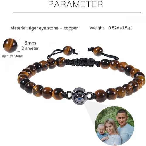 Miniatura 2 de Pulsera personalizada con imagen en el interior, pulsera de proyección de fotos, pulsera de cuentas de piedra de lava de piedra, regalos