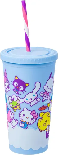 Miniatura 10 de Silver Buffalo Hello Kitty Globos de Corazón Vaso Térmico de Acero Inoxidable de Doble Pared con Pajilla, 22 Onzas Globos de corazón de Hello Kitty