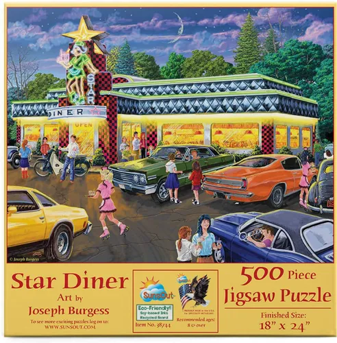 SUNSOUT INC - Star Diner - Rompecabezas de 500 piezas por artista: Joseph Burgess - Tamaño acabado 18" x 24" - MPN # 38744