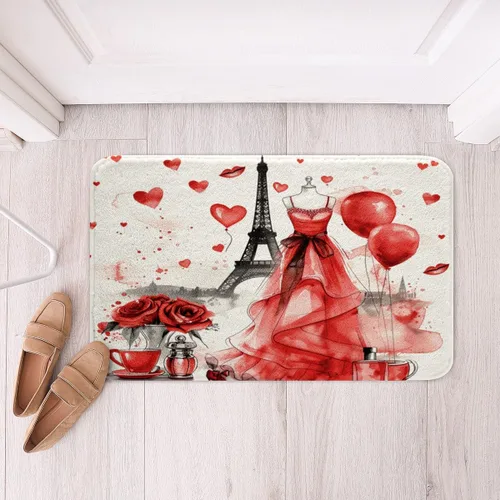 Miniatura 10 de Alfombras de baño de bailarina para niños, diseño de estrellas y corazones con notas musicales, decoración de habitación de niñas y mujeres