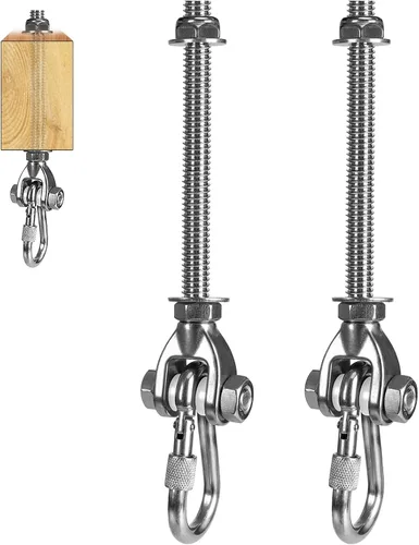 Miniatura 9 de 2 soportes permanentes antióxido resistentes, 1500 libras, accesorios de columpio de 180°, para hamaca de yoga, silla de arena, accesorios