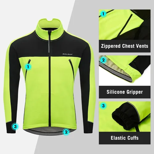 Miniatura 3 de BALEAF Chaqueta de invierno para hombre, para ciclismo, correr, resistente al viento, para ciclismo, ciclismo, clima frío, bolsillos cálidos