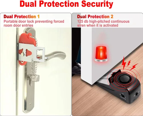 Miniatura 2 de MBBEST - Cerradura de puerta portátil y alarma de tope para puerta, dispositivos de seguridad de doble protección, herramienta de autodefensa
