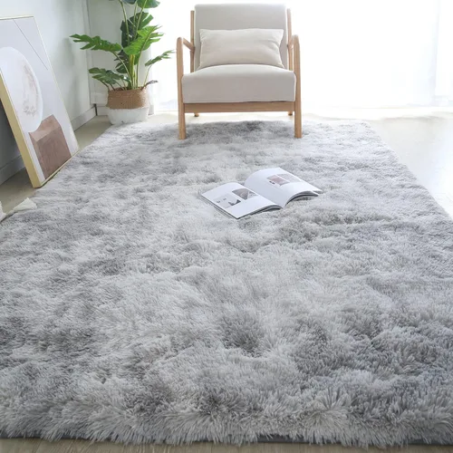 Miniatura 4 de CAIYUECS Alfombra peluda para sala de estar: Alfombras de felpa ultra suaves para el dormitorio y la sala de estar, antideslizante, moderna, Gris
