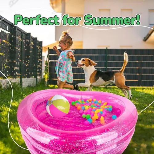 Miniatura 6 de ArtCreativity Piscina inflable brillante para niños con 3 niveles, piscina inflable transparente para niños con purpurina plateada y parte inferior