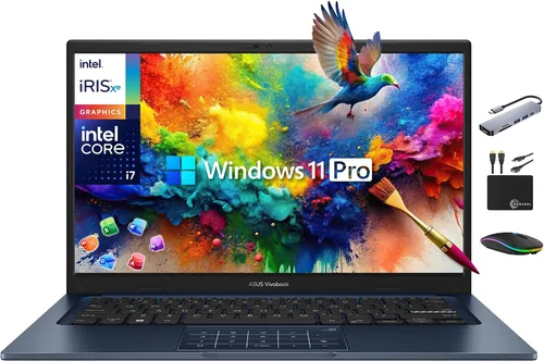 ASUS Vivobook Laptop Business 2025-2026, Office vitalicio, computadora con tecnología de IA, pantalla FHD de 14 pulgadas, Intel i7-1355U de 10