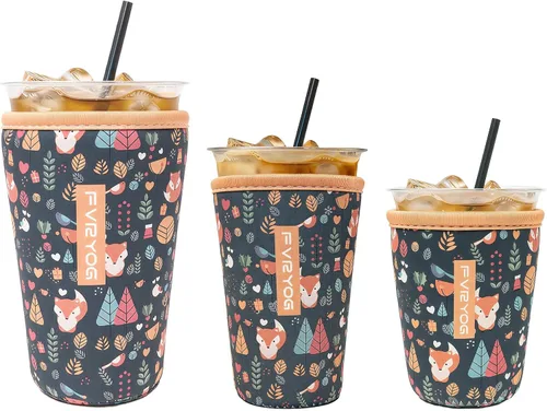 Miniatura 105 de Fundas de neopreno reutilizables aisladas para café helado, fundas para tazas de café helado, fundas para bebidas heladas y calientes