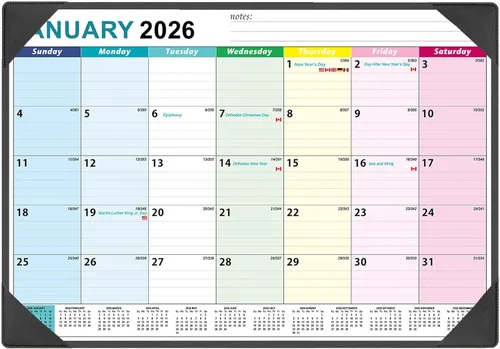 Calendario de escritorio grande 2026-2027 de 17'' x 22'' con tapete de escritorio, calendario de escritorio de 18 meses de enero de 2026 a junio de