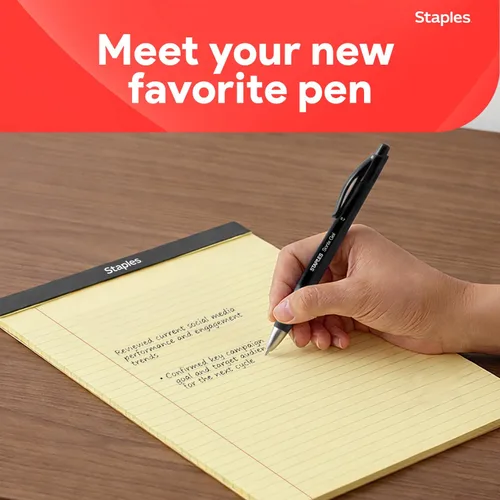 Miniatura 8 de STAPLES Bolígrafos de gel retráctiles, punta media de 0.028 in, tinta negra, paquete de 12 bolígrafos de gel Sonix con clip de bolsillo