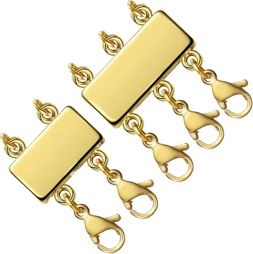 Miniatura 12 de OHINGLT Cierres de capas de collar Cierre magnético de bloqueo deslizante Conector de collar Multi Strands Slide Tube Clasps 4 cierres de langosta
