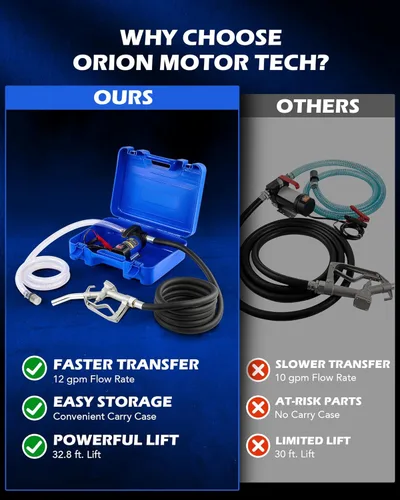 Miniatura 4 de Orion Motor Tech Kit de bomba de transferencia de diesel, kit de bomba de transferencia de combustible de 12V con boquilla y mangueras, bomba de Kit