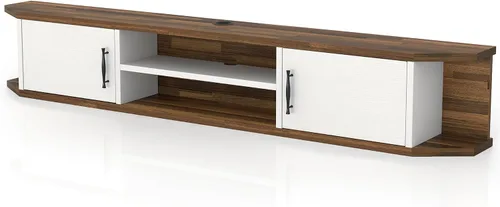24/7 Shop at Home Brimer Modern - Consola de TV flotante de madera de 71 pulgadas con 2 estantes para sala familiar, sala de entretenimiento, noche