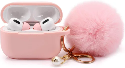 Estuche protector para el estuche de carga de AirPods Pro con kit de 1 par de puntas para los oídos, estuche de silicona para AirPods con llavero
