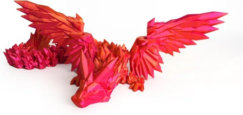 Miniatura 6 de Dragón Impreso en 3D - Dragón Articulado Volador de 18 Pulgadas con Alas, Juguete Fidget de Cristal Alado Flexible, Decoración del Hogar, Regalo
