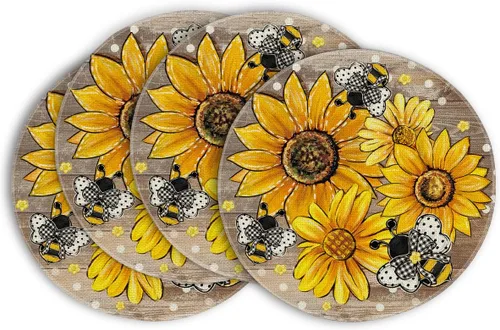 Miniatura 10 de Artoid Mode Juego de 4 manteles individuales de verano de 12 x 18 pulgadas para decoración de camino de mesa, fiesta, cocina, comedor