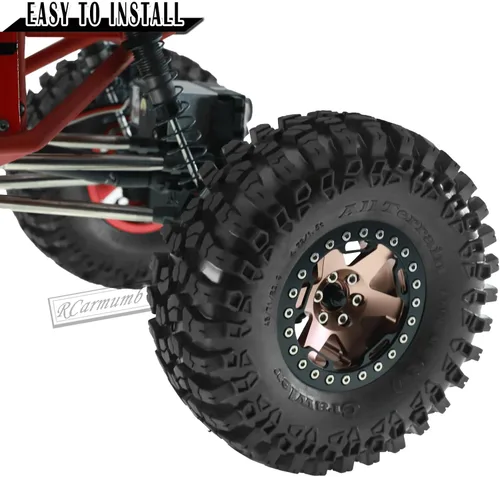Miniatura 3 de 2.2 Pulgadas Beadlock Wheel Rim & Wheel Tires para SCX10 Capra/AMG 6x6/TRX4/Red cat Gen8 Red cat Everest Gen7 Pro RC Scale Crawler Truck, Neumáticos