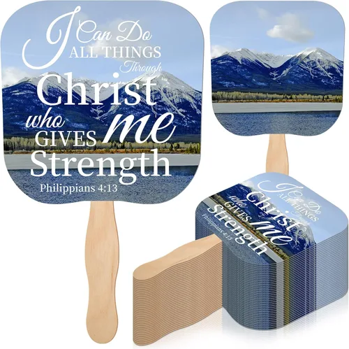 Miniatura 10 de Sherr 50 piezas de regalos inspiradores cristianos a granel para mujeres, hombres, fanáticos de la iglesia, abanicos de madera de mano, funeral