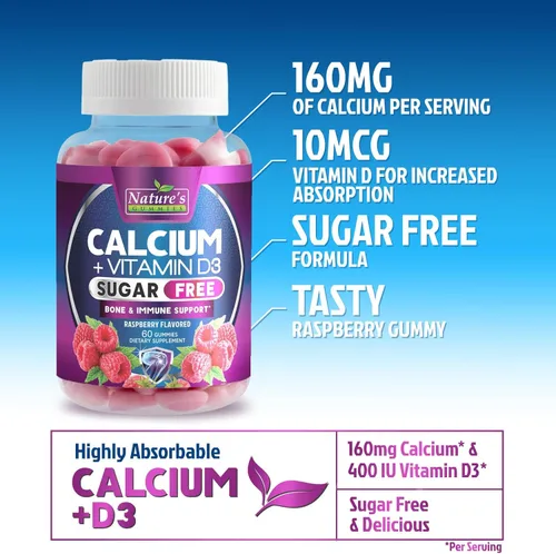 Miniatura 6 de Gomitas de suplemento de calcio – Gomitas de calcio sin azúcar con vitamina D3 para una mejor absorción – Apoya la salud inmunológica, huesos