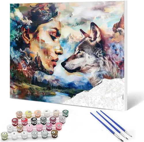 Miniatura 44 de Angel Girl - Pintura por números para adultos, corona de rosas rosadas, pintura al óleo digital, pintura acrílica, kit de pintura linda para niñas