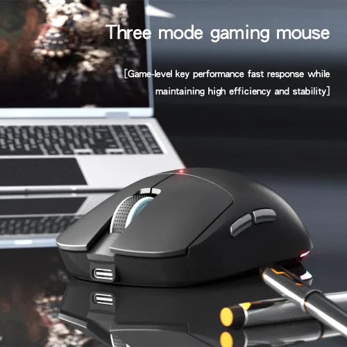 Miniatura 2 de Ratón inalámbrico XT624 Bluetooth, recargable con LED, ergonómico con modo múltiple 2.4G USB inalámbrico + BT1+BT2, mouse Bluetooth portátil