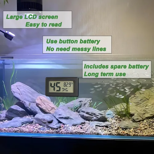 Miniatura 4 de Termómetro y medidor de humedad para reptiles Termómetro digital de terrario rectangular Accesorios para jaula de dragón barbudo Medidor