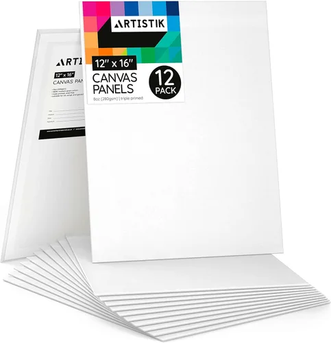 Miniatura 9 de Artistik Paneles de lienzo de pintura de 8 x 10 pulgadas (paquete de 12) – 100% algodón de grado medio en blanco – Lienzos de artista para pintar
