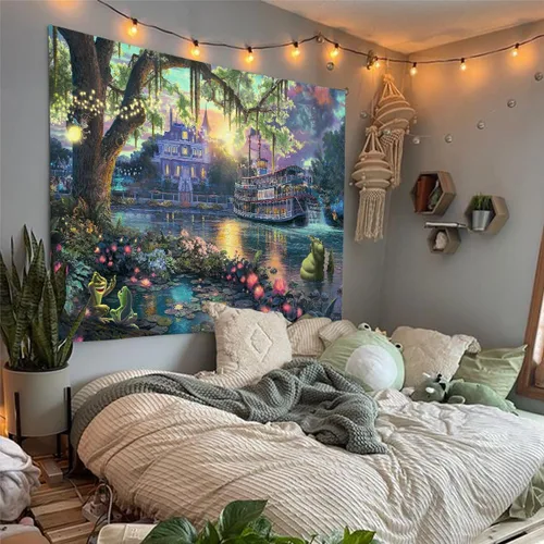 Miniatura 4 de F-FUN SOUL Tapiz del Palacio del Príncipe, franela suave de 40 x 30 pulgadas, tapiz para colgar en la pared de la isla psicodélica, para sala