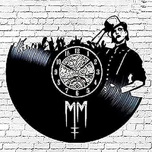 Reloj de pared redondo Horloge Mural Marilyn Manson Diseño de disco de vinilo Music Rock Band Vintage Cd Relojes Reloj Silencioso 12 pulgadas Regalo